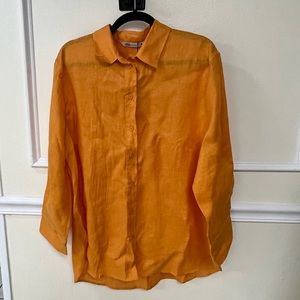 Zara Oversized Linen Long Sleeve Shirt